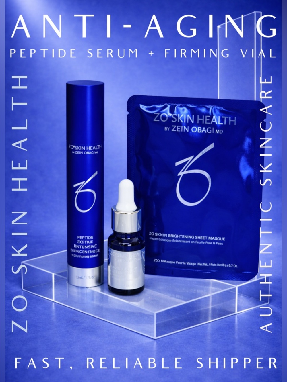 ZO Peptide Facial Refining Concentrate + Firming serum vial + Tumbler $405 val